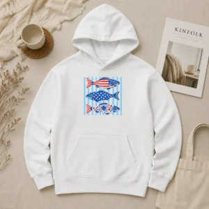 Top Official Patriotic Fish Striped USA Theme Design Hoodie