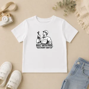 Top Premium Labour Day Minimalist Built With Pride Every Day Kids T-Shirt