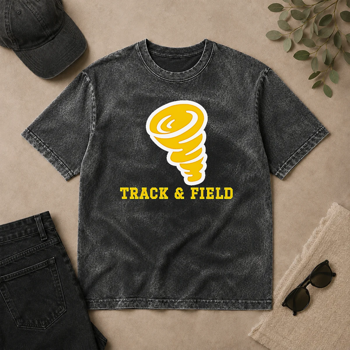 Top Tornado Track And Field Athletics Logo Washed T Shirt Top Tornado Track And Field Athletics Logo Washed T-Shirt