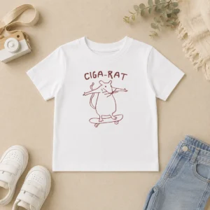 Awesome Ciga Rat Smoking Mouse On Skateboard Rat Kids T-Shirt