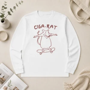 Awesome Ciga Rat Smoking Mouse On Skateboard Rat Long Sleeve Shirt
