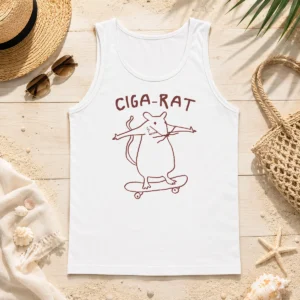 Awesome Ciga Rat Smoking Mouse On Skateboard Rat Tank Top
