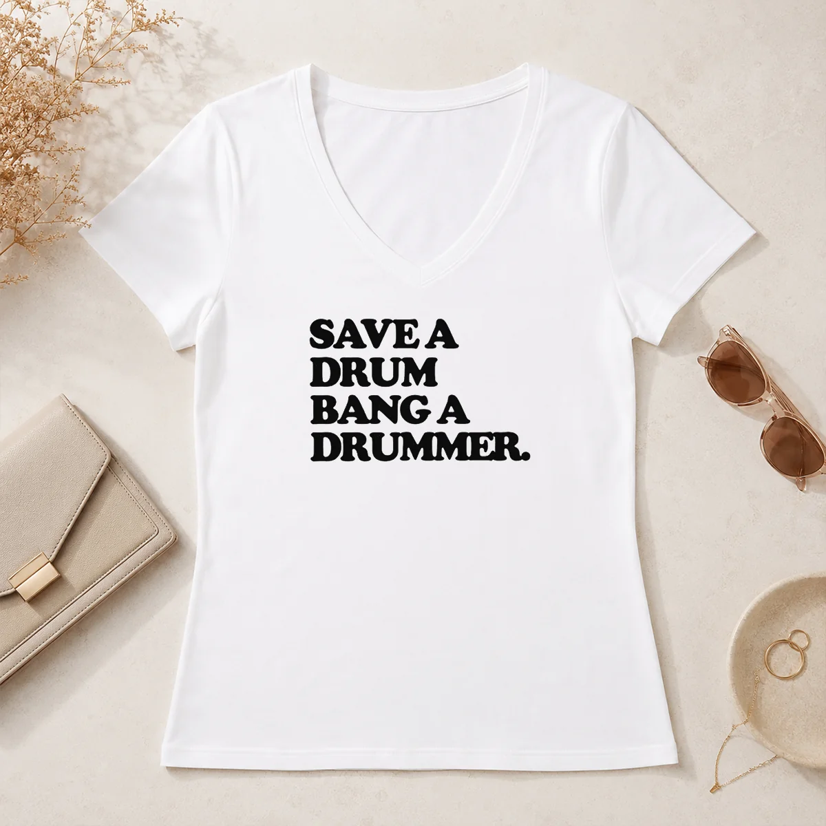 Awesome Funny Save A Drum Bang V-Neck Shirt Awesome Funny Save A Drum Bang V-Neck Shirt