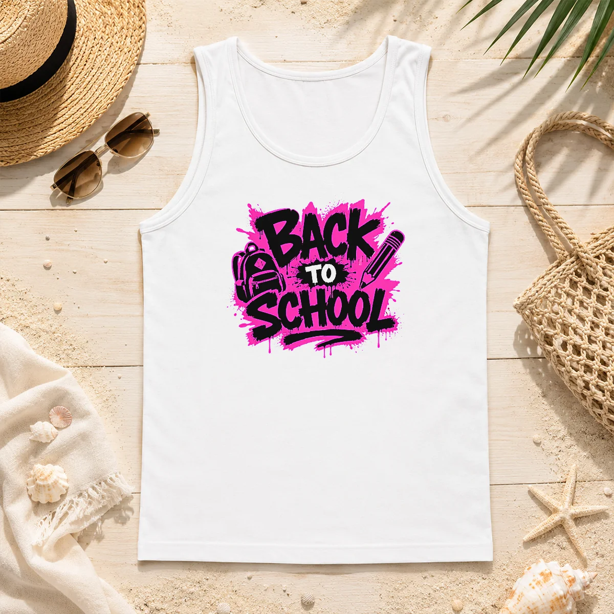 Funny Hot Cute Cartoon Back To School Apple Pencil Stars Tank Top Funny Hot Cute Cartoon Back To School Apple Pencil Stars Tank Top