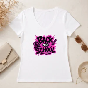 Funny Hot Cute Cartoon Back To School Apple Pencil Stars V-Neck Shirt