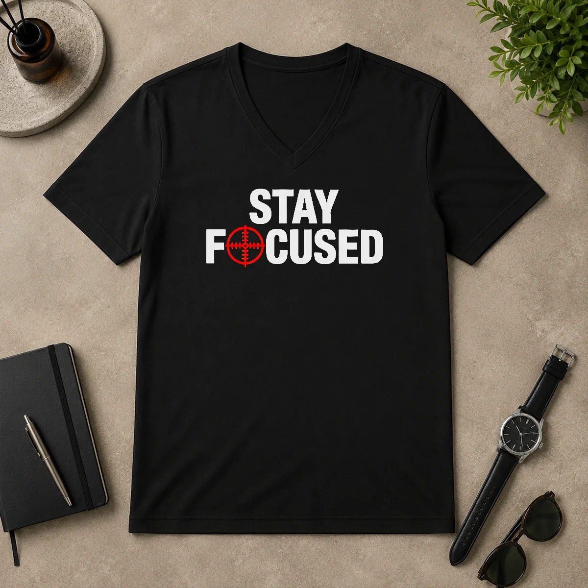 Funny Hot Stay Focused Crosshair V-Neck Shirt Funny Hot Stay Focused Crosshair V-Neck Shirt