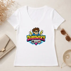 Good Hot Dubowsky Pixel Art Gamer Controller Retro Logo V-Neck Shirt