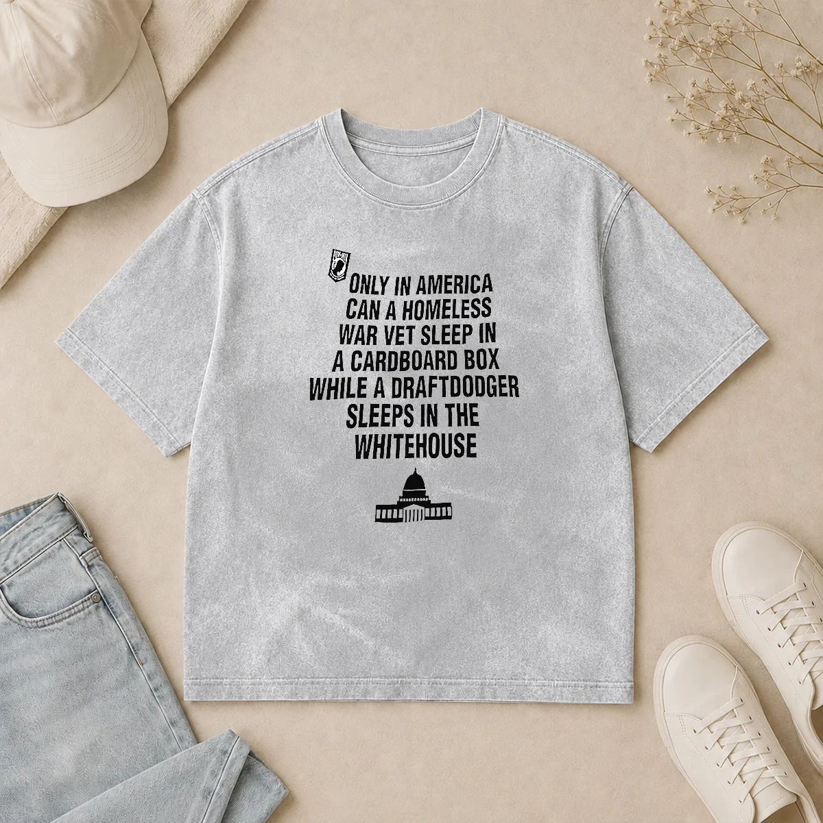 Happy Awesome Only In America Can A Homeless War Veteran Sleep In Cardboard Box Washed T Shirt Happy Awesome Only In America Can A Homeless War Veteran Sleep In Cardboard Box Washed T-Shirt