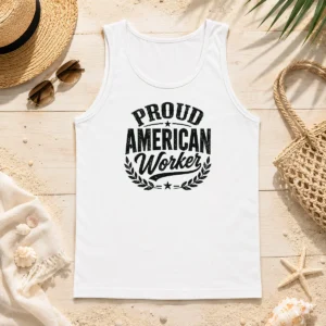 Happy Good Labour Day Proud American Worker Silhouette Tank Top
