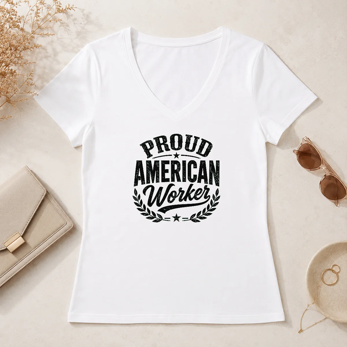 Happy Good Labour Day Proud American V-Neck Shirt Happy Good Labour Day Proud American V-Neck Shirt