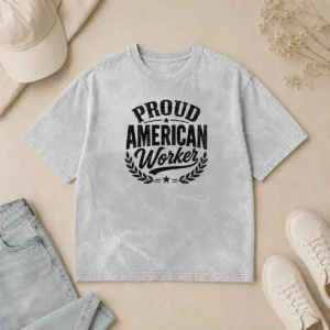 Happy Good Labour Day Proud American Worker Silhouette Washed T-Shirt