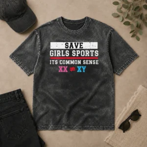 Happy Pretty Save Girls Sports Common Sense Statement Washed T-Shirt