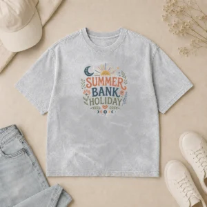 Hot Boho Celestial Summer Bank Holiday Moon Sun Floral Washed T-Shirt