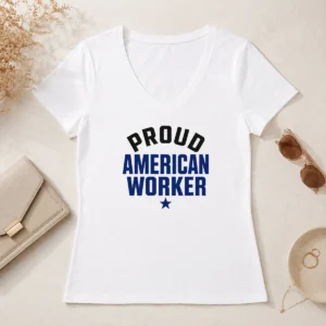 Hot Official Labour Day Proud American Worker Minimalist V-Neck Shirt