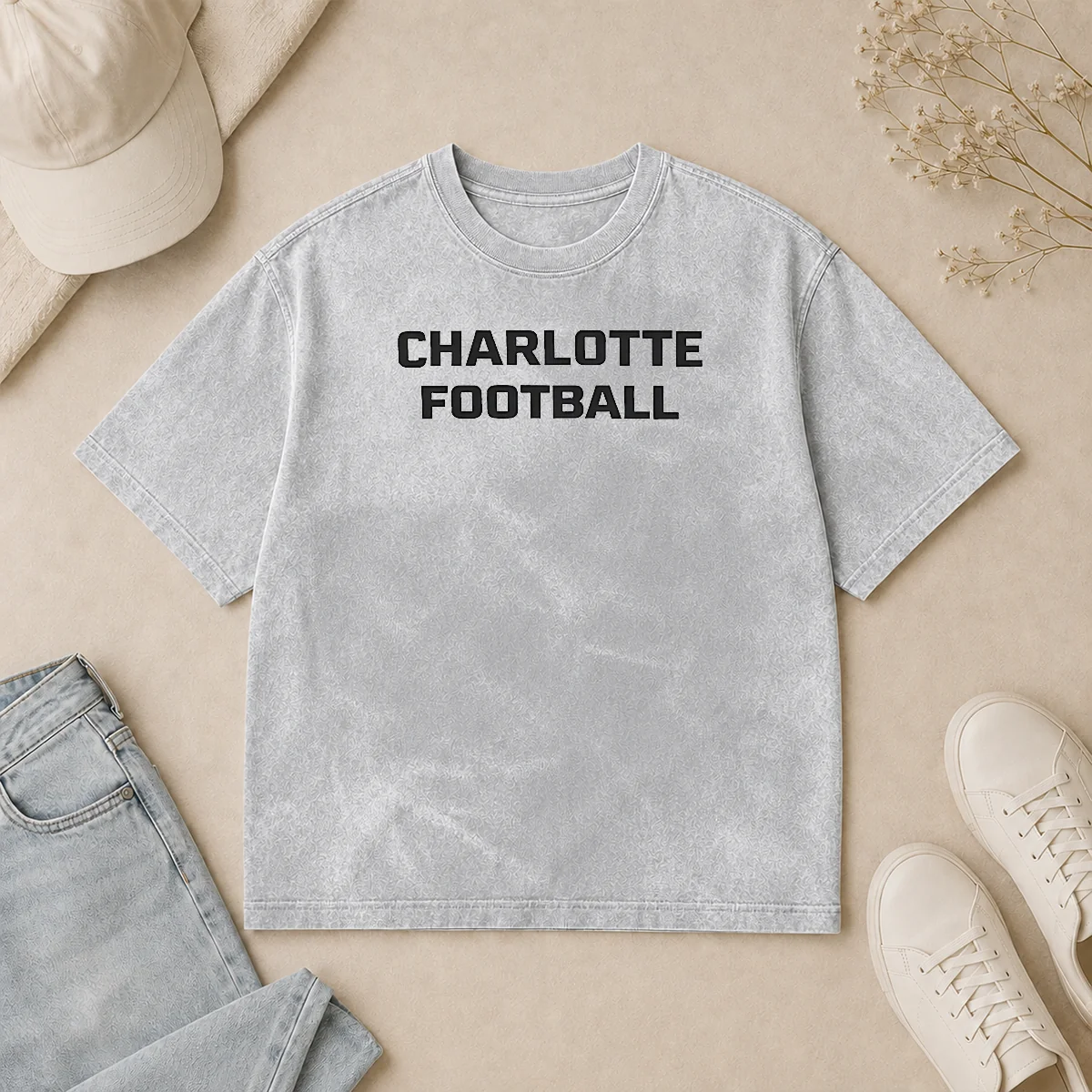 Hot Original Charlotte Football NCAA Washed T Shirt Hot Original Charlotte Football NCAA Washed T-Shirt