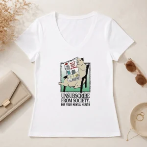 Nice Awesome Cat Unsubscribe From Society How To Avoid Life S Problems How To Disassociate V-Neck Shirt