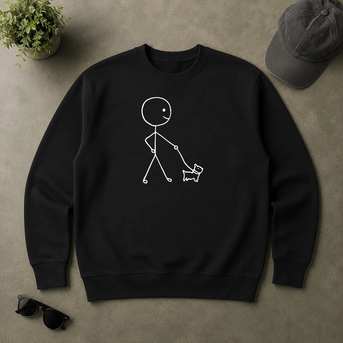 Nice Good Stick Figure Walking A Dog Minimalist Line Art Sweater Nice Good Stick Figure Walking A Dog Minimalist Line Art Sweater