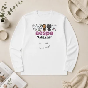 Official Aespa X Baby Milo A Bathing Ape Signature Long Sleeve Shirt