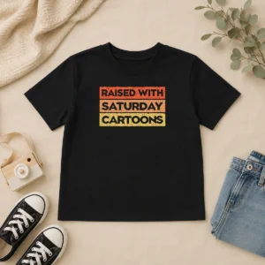 Official Original Raised With Saturday Cartoons Kids T-Shirt