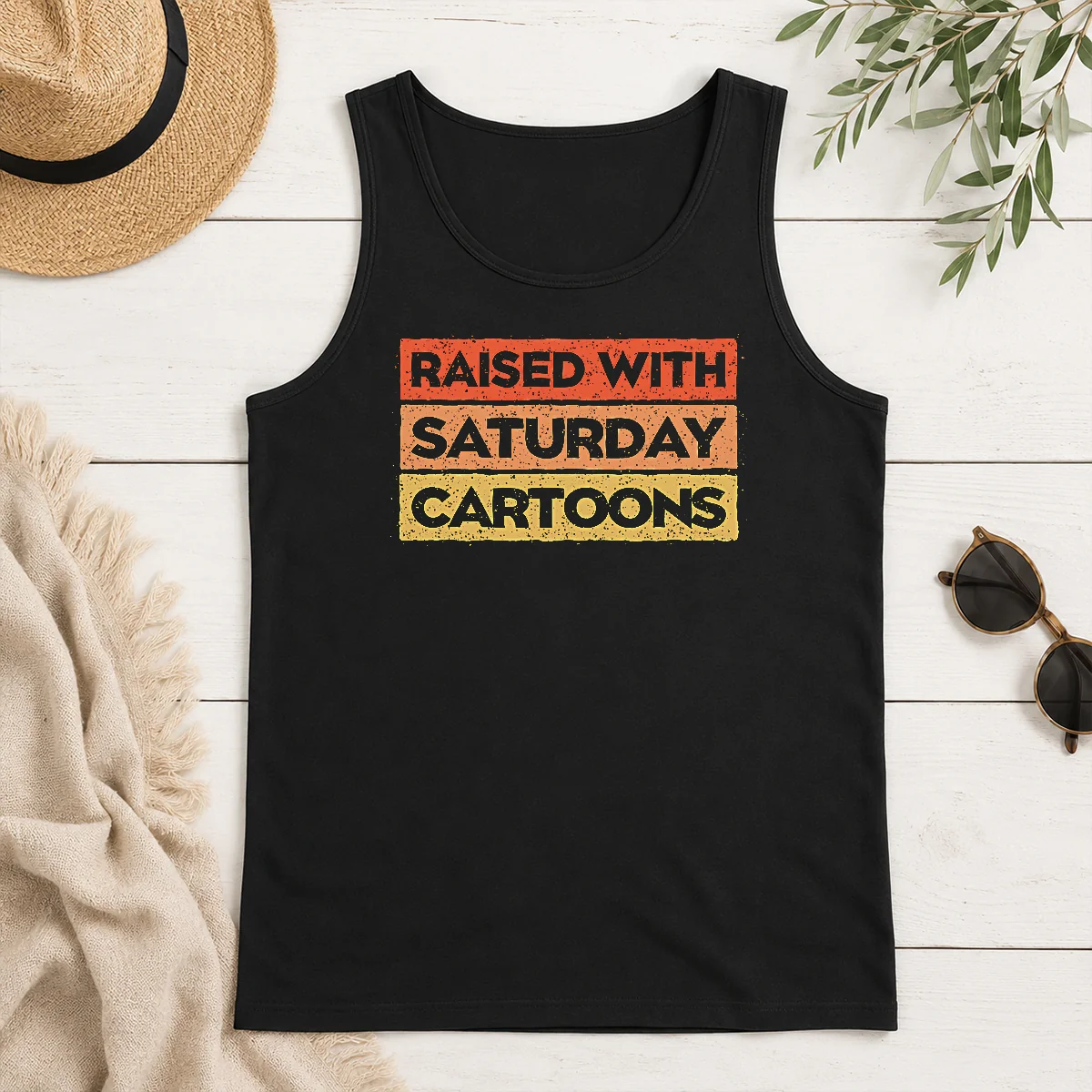 Official Original Raised With Saturday Cartoons Tank Top Official Original Raised With Saturday Cartoons Tank Top