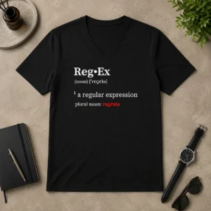 Original Awesome Reg•Ex Definition A Regular Expression Plural Noun Regrets V-Neck Shirt