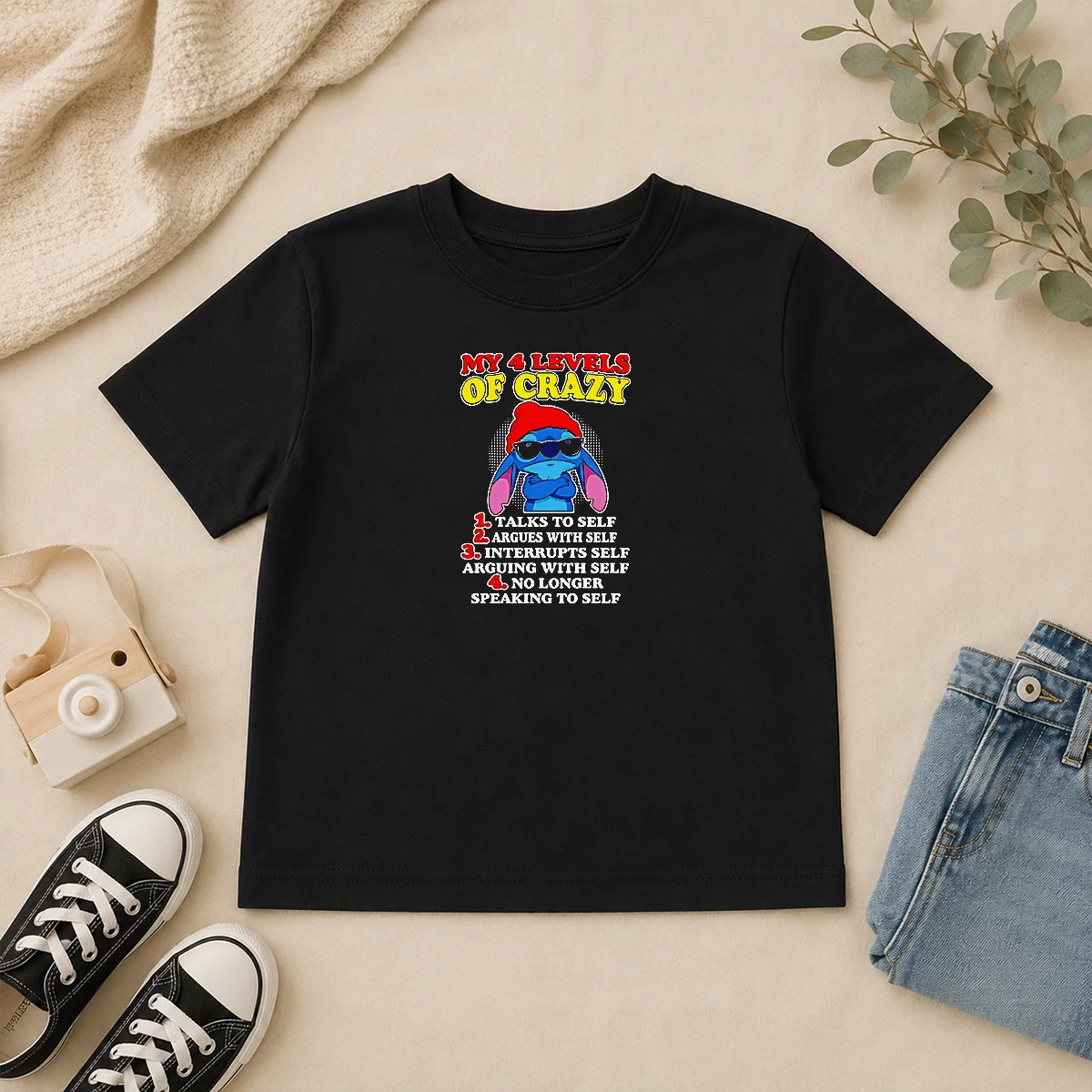 Original Stitch Lilo And Stitch My 4 Levels Of Crazy Talks To Self Argues With Self Kids T Shirt Original Stitch Lilo And Stitch My 4 Levels Of Crazy Talks To Self Argues With Self Kids T-Shirt
