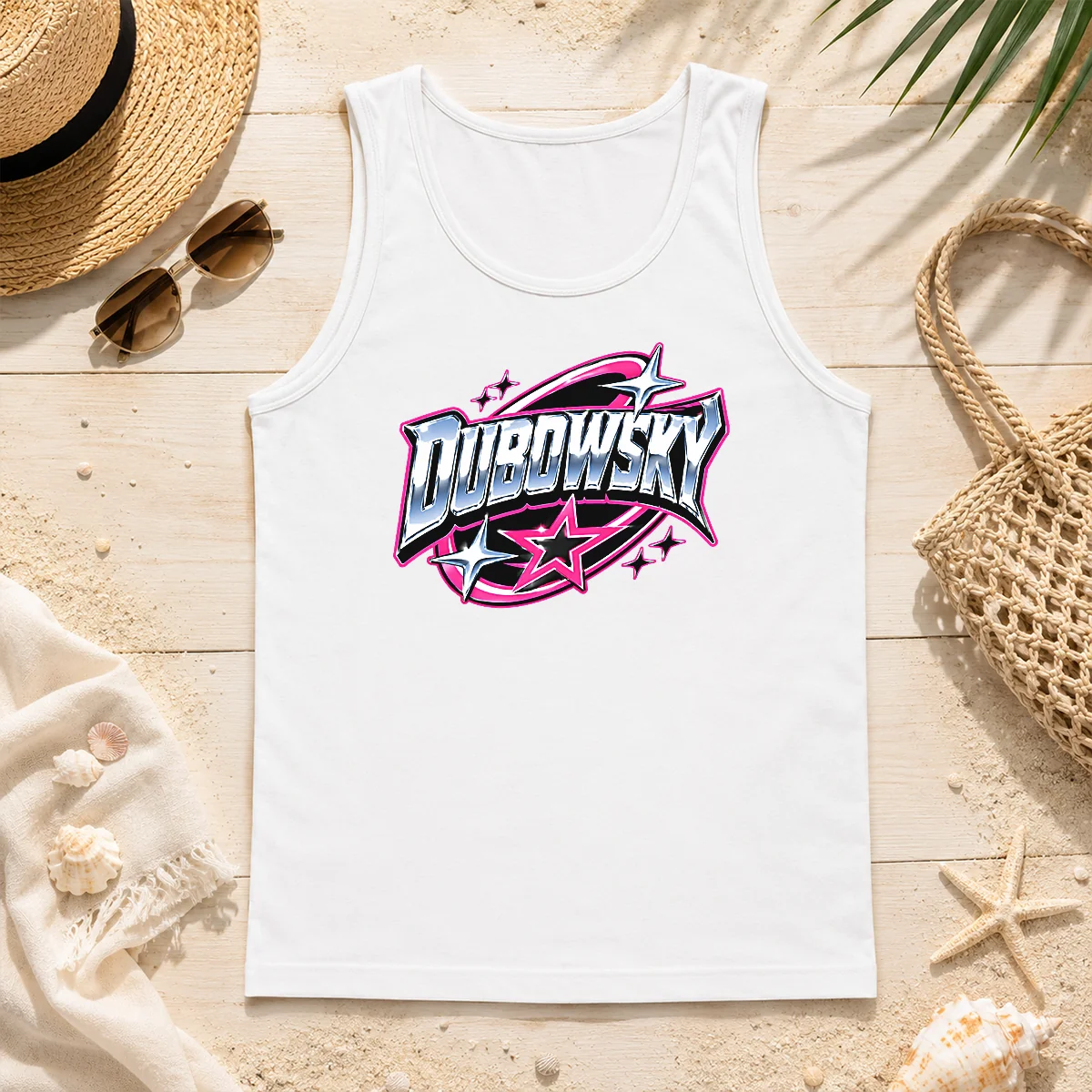 Premium Awesome Dubowsky Chrome Metallic Star Burst Pop Art Logo Tank Top Premium Awesome Dubowsky Chrome Metallic Star Burst Pop Art Logo Tank Top