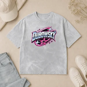Premium Awesome Dubowsky Chrome Metallic Star Burst Pop Art Logo Washed T-Shirt