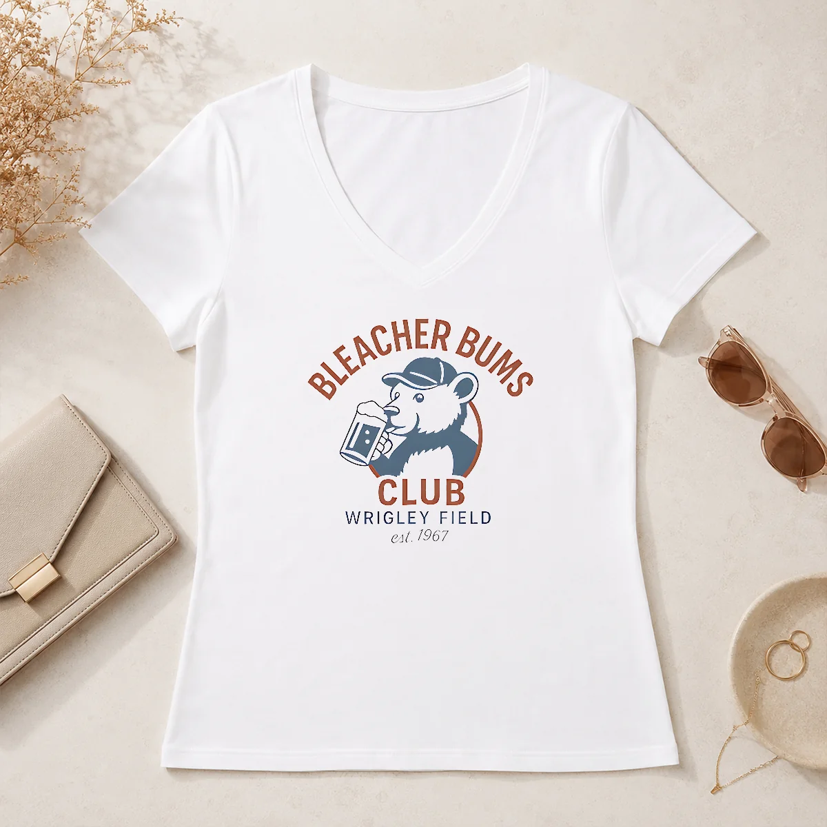 Premium Bleacher Bums Club Wrigley Field V-Neck Shirt Premium Bleacher Bums Club Wrigley Field V-Neck Shirt