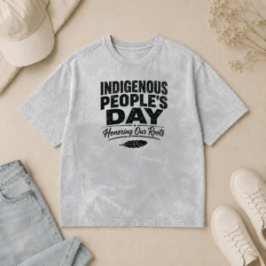 Premium Happy Indigenous Peoples Day Pride Silhouette Washed T-Shirt