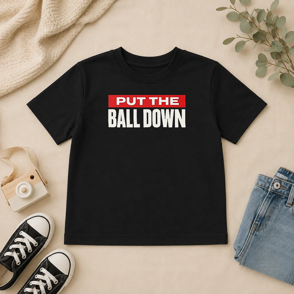 Premium Hot Put The Ball Down Football Sports Motivation Kids T Shirt Premium Hot Put The Ball Down Football Sports Motivation Kids T-Shirt