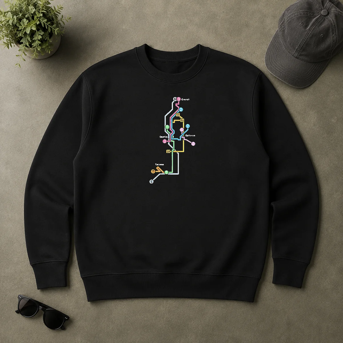 Premium Hot Seattle Tacoma Everett And Bellevue Transit Map Sweater Premium Hot Seattle Tacoma Everett And Bellevue Transit Map Sweater