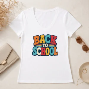 Premium Pretty Colorful Back To School Apple Book Pencil V-Neck Shirt