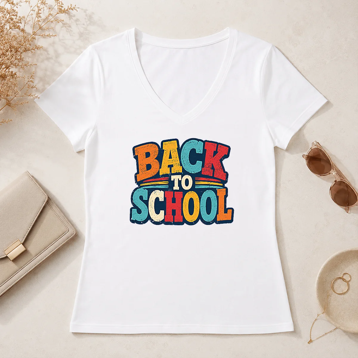 Premium Pretty Colorful Back To School V-Neck Shirt Premium Pretty Colorful Back To School V-Neck Shirt