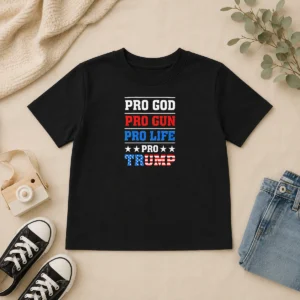 Pretty Awesome Pro God Pro Gun Pro Life Pro Trump Conservative Kids T-Shirt