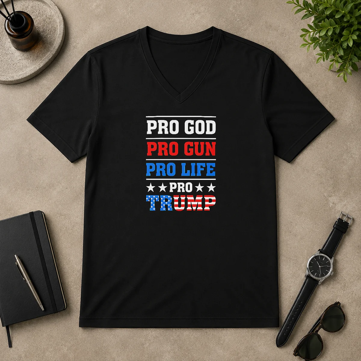 Pretty Awesome Pro God Pro Gun V-Neck Shirt Pretty Awesome Pro God Pro Gun V-Neck Shirt