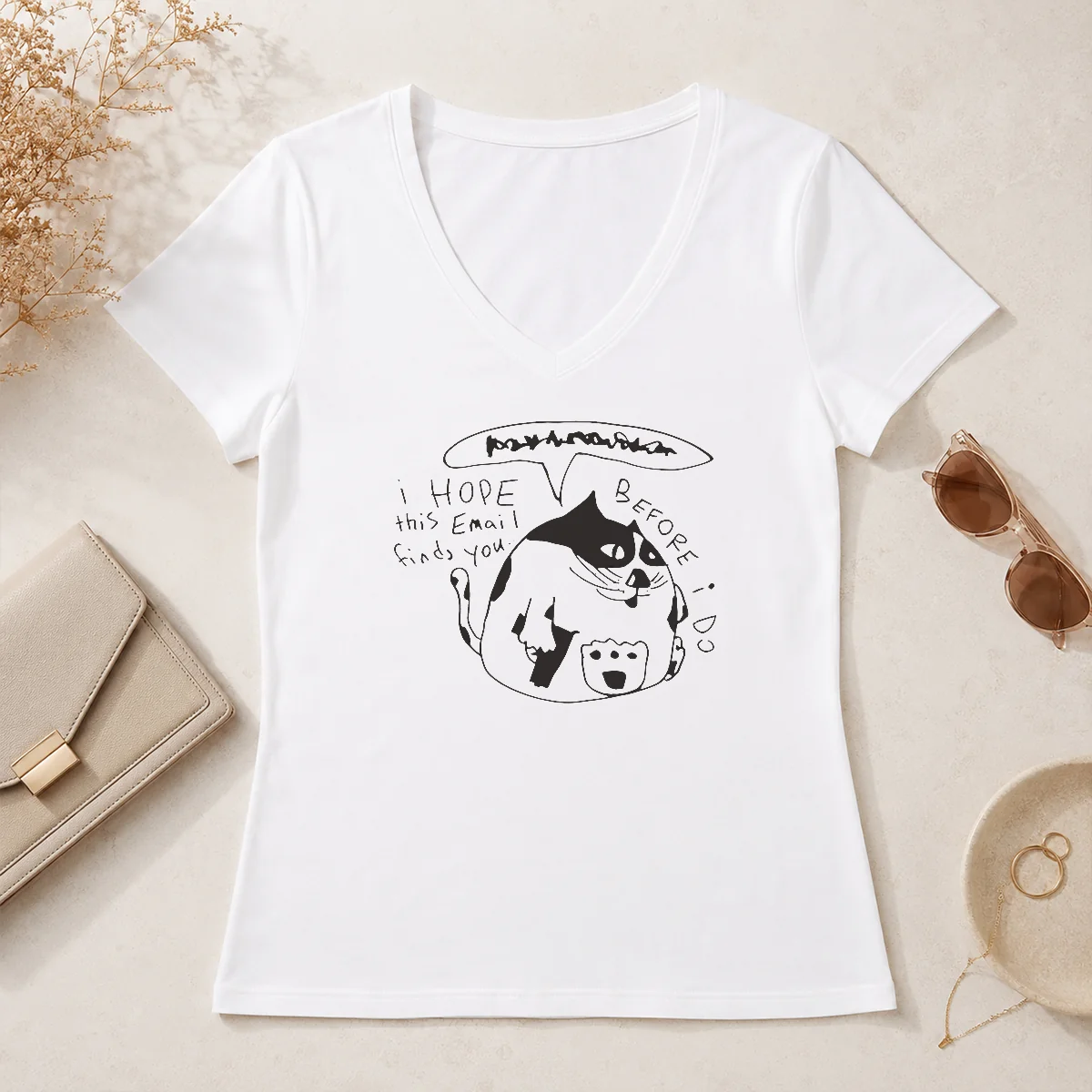 Pretty Cat I Hope This Email V-Neck Shirt Pretty Cat I Hope This Email V-Neck Shirt