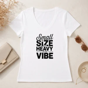 Pretty Good Small In Size But Heavy On The Vibe Funny Quote V-Neck Shirt
