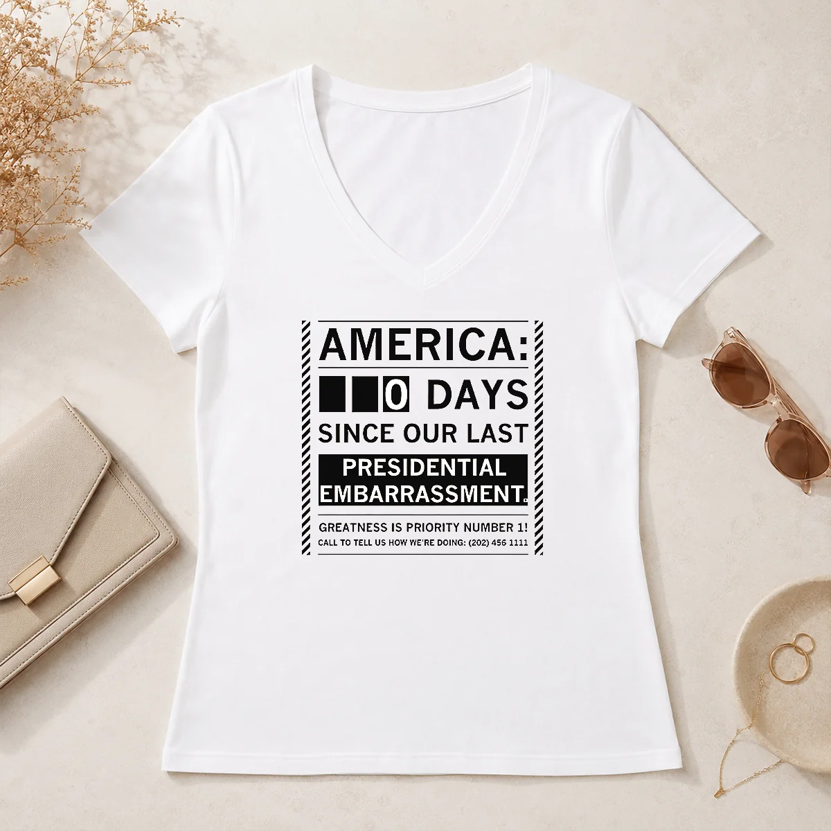 Top America 0 Days Since Our V-Neck Shirt Top America 0 Days Since Our V-Neck Shirt